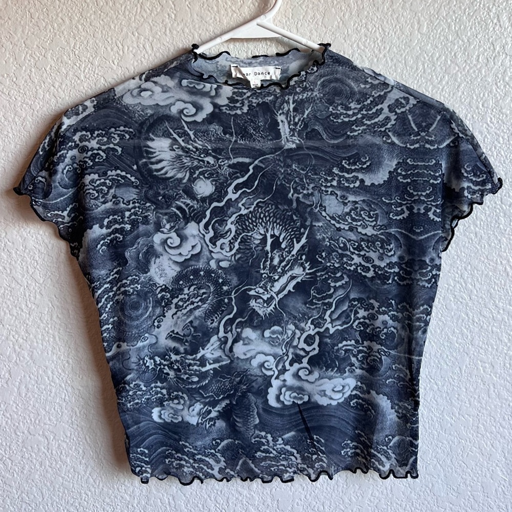 NWOT Mesh Dragon Crop Top